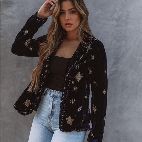 Velvet Moon Celestial Intricate Hand Beaded Blazer - Picture 12 of 15